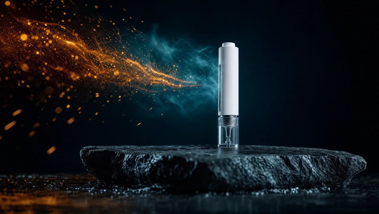 Antioxidant Supplements — Bacillus F sublingual applicator pen levitating over glacial ice