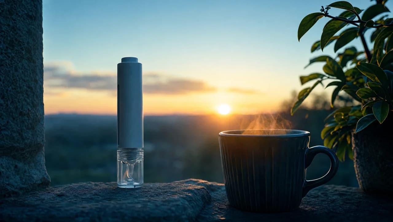 Immune & Energy Support — Bacillus F sublingual applicator pen levitating over glacial ice